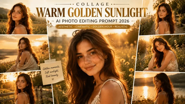 Collage Warm Golden Sunlight AI Photo Editing Prompt 2026