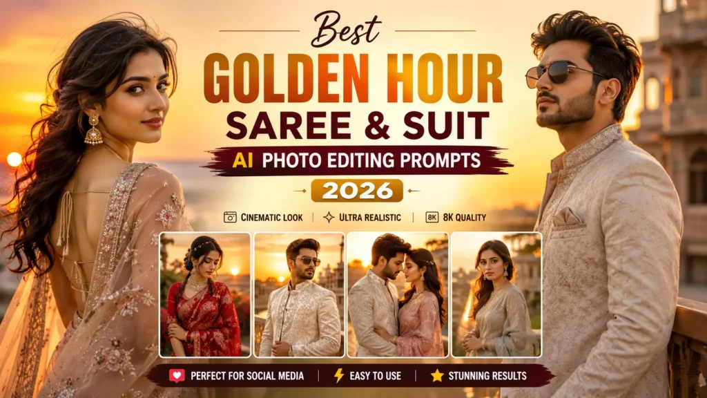 Golden Hour Saree & Suit AI Photo Editing Prompts