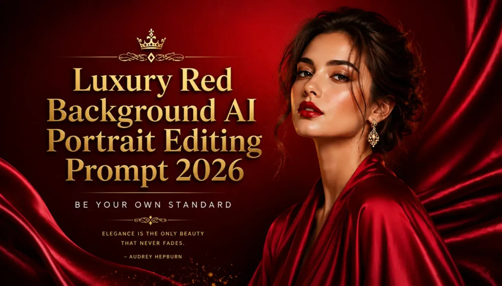 Luxury Red Background AI Portrait Editing Prompt