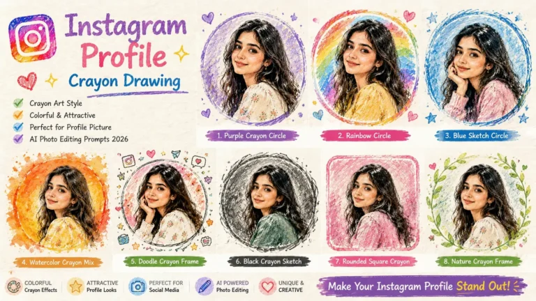 Instagram Profile Crayon Drawing AI Photo Editing Prompts 2026