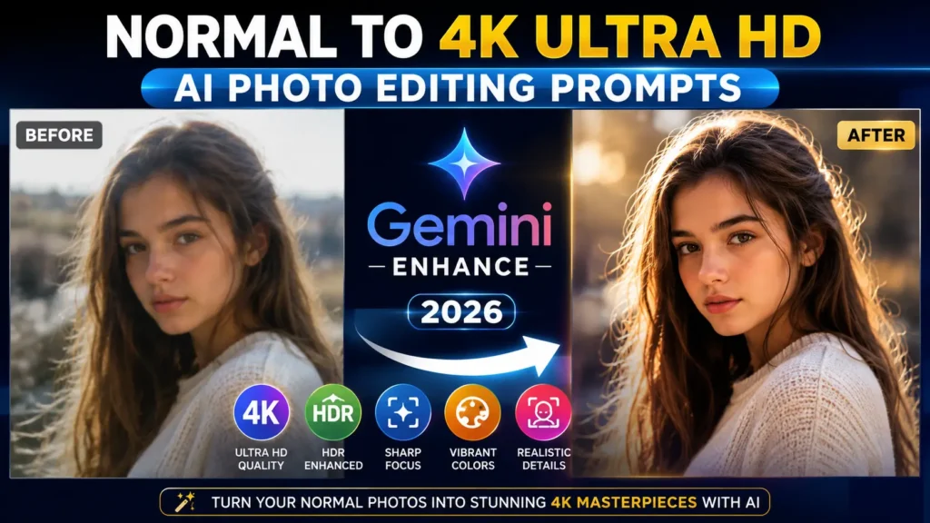 Normal to 4K HD AI Photo Editing Prompts