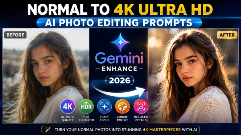 Normal to 4K Ultra HD AI Photo Editing Prompts Gemini Prompts